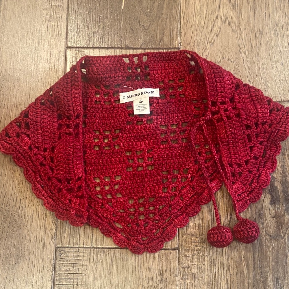 Misha and Puff Red Crochet scarf